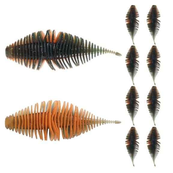 4.15'' Soft Swimbait Fishing Soft Plastic Lures 8pcs Double-Color Lure for Bass Fishing Worms for Largemouth Bass-Pumpkin Green Orange