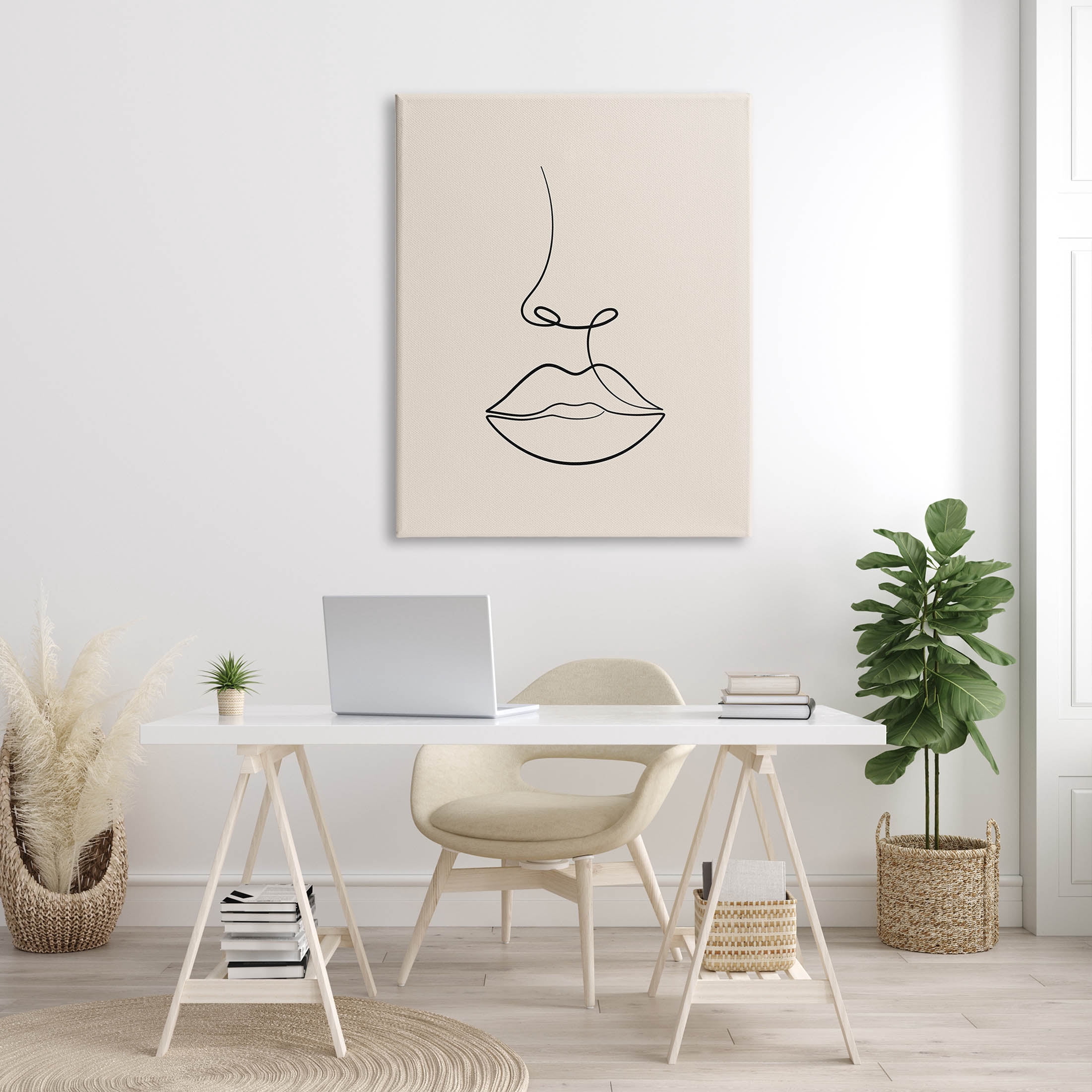 Stupell Industries Minimal Female Face Line Doodle Graphic Art Gallery Wrapped Canvas Print Wall Art, Design by JJ Design House LLC