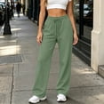 thumbnail image 5 of Kctiaxy Women's Sweatpants Comfy Straight Wide Leg Sweat Pants Casual Solid Elastic Drawstring Waist Pants Yoga Workout Joggers, 5 of 8