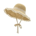 thumbnail image 4 of Delayuji Womens Lace Bow Hat Hollow Lace Wide Brim Adjustable Tie Breathable Woven UV Protection Stylish Floral Hat Outdoor Daily beach hat Sun Hat, 4 of 4