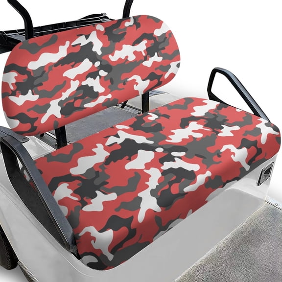 Pzuqiu Red Camouflage Pattern Golf Cart Seat Cover Cozy, Easy to Install, Suitable for Vehicle, Fit for Ezgo
