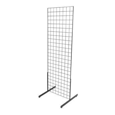 SSWBasics 2' x 6' Grid Wall Standing Fixture - Black - Durable Display Rack for Art Displays  Outdoor Festivals  Flea Markets  Craft Shows  Home and Office Use - Easy Assembly Required