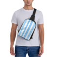 thumbnail image 6 of Chest Bag Dual Pocket 11.8×7.7×2.4in Waterproof Double-Pocket Large Capacity With No Inner Pouch Pockets And Double Drawstrings Skyblue Stripe_2, 6 of 8