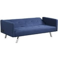 thumbnail image 2 of Spaco 3 Seat Convertible Linen Fabric Futon Sofa with USB and Power Strip-Blue, Convertible Sofa for Living Room, 2 of 9