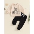thumbnail image 4 of TheFound Toddler Boy Fall Outfits Letter Print Big Brother Long Sleeve Sweatshirt Pants 2 Pcs Set, 4 of 9