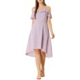 thumbnail image 3 of INSPIRE CHIC Women's Spaghatti Straps Ruffled a-Line Midi Floral Dresses S Light Purple, 3 of 8
