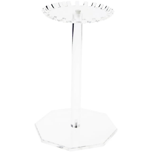 Plymor Clear Acrylic Circular-Top Rotating Necklace Holder, 13" H x 8" W x 8" D (Holds 23 Hooks for Necklaces)