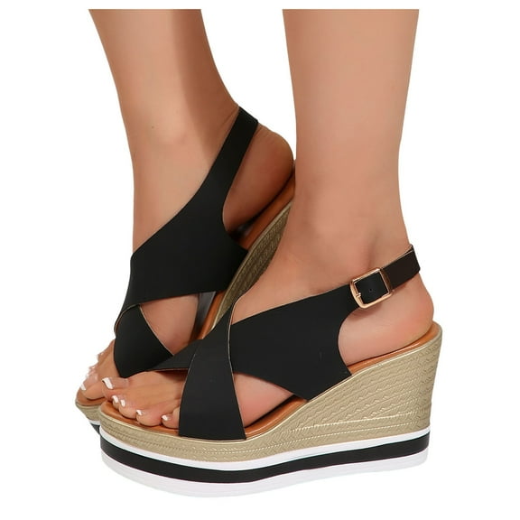 Wedge High Heels Dressy Sandals for Women Ladies 2025 Summer Stylish Platform Chunky Heeled Dress Sandals