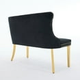 thumbnail image 6 of Velvet Double Dining Loveseat Bench with Hand-Tufted Buttons and Gold-Plated Legs, Mid-Century Modern Kitchen Seating for Two, Wingback Design in Soft Black Fabric, 6 of 9