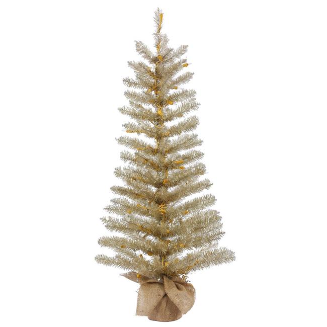 Vickerman 48" Champagne Tinsel Artificial Christmas Tree, Unlit