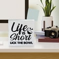 thumbnail image 5 of Zomyto 7x7 Inch Farmhouse Life Is Short Lick the Bowl Wooden Box Sign Bathroom Wood Block Tabletop Sign Decorative Desk Sign Kitchen Bathroom Décor, 5 of 8