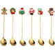 thumbnail image 1 of Gold 6cm Cucharas navideñas, cuchara agitadora de acero inoxidable, cuchara de té, cuchara de café con colgante navideño para decoración de vajilla de fiesta de Navidad, 6 unidade, 1 of 5