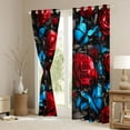thumbnail image 3 of Castle Fairy Flying Blue Butterflies Blackout Curtains Set of 2 (52x84 Each) for Teens,Chic Floral Red Rose Window Curtains,Exotic Style Curtains and Drapes,Lightweight Room Decor, 3 of 6