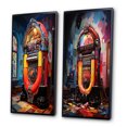 thumbnail image 3 of Designart "Jukeboxes harmonies Nostalgiques I" Jukeboxes Encadrée Wall Art Lot de 2 - Orange Mode Encadrée Toile Ensemble pour la Décoration du Salon, 3 of 6