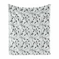 thumbnail image 1 of Grey Soft Flannel Fleece Throw Blanket, Contemporary Graphic of Fall Autumn Leaves and Branches Simple Pure Shabby Artwork, Cozy Plush for Indoor and Outdoor Use, 50" x 70", Grey White, by Ambesonne, 1 of 5