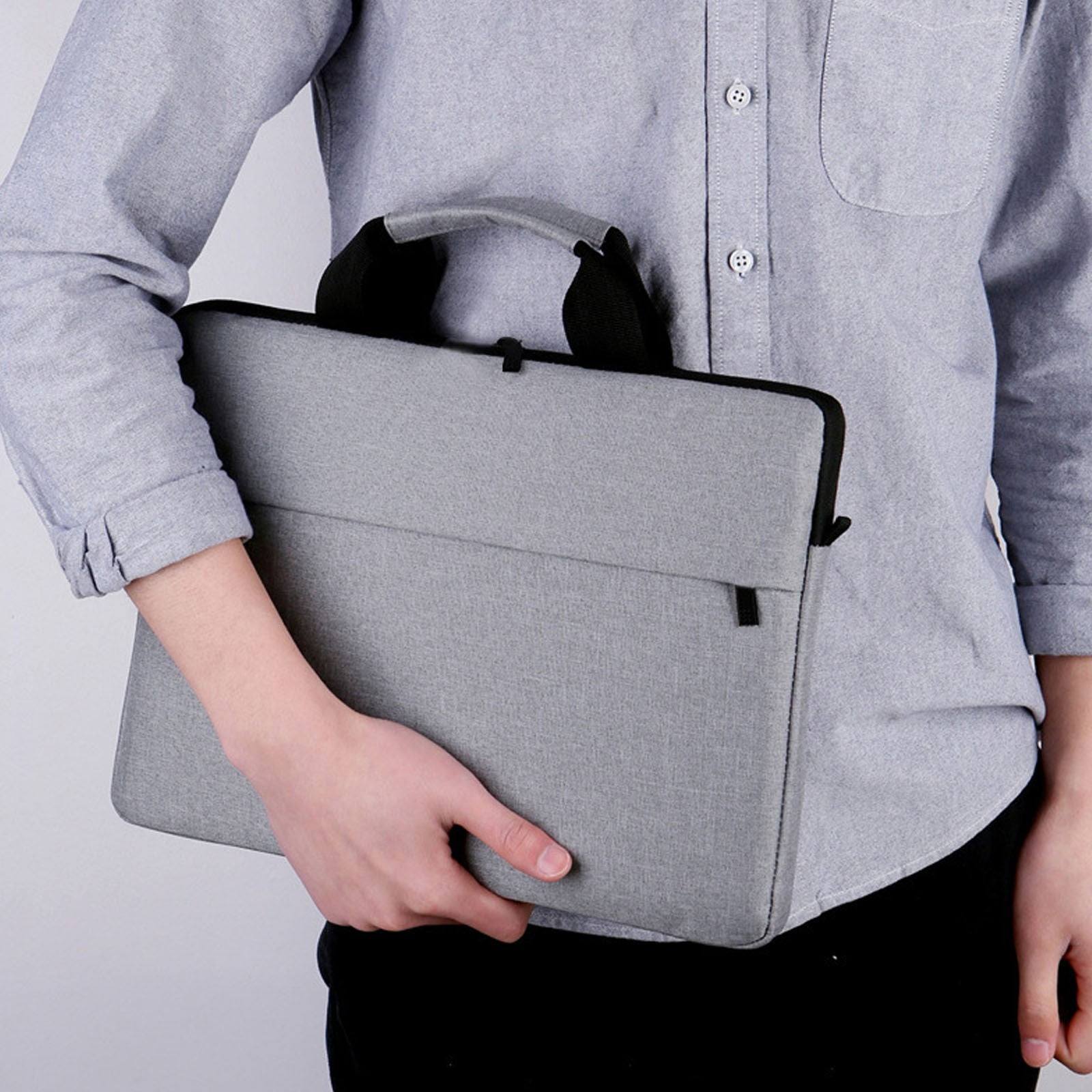 Solivara Portable Computer Bag With Adjustable Shoulder Strap For Work Travel (Black,15*11*1.18in)