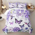 thumbnail image 2 of Homewish Purple Butterfly Twin Quilt Set For Girls,Hydrangea Flower Twin Coverlet Set,2pcs, 2 of 7