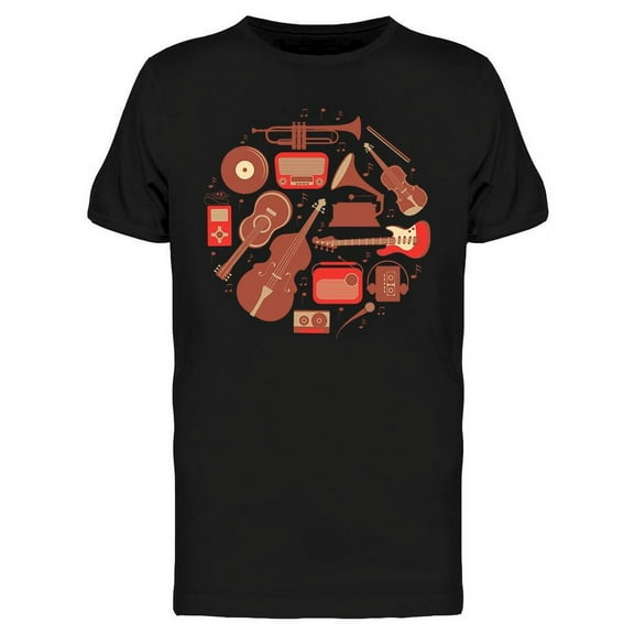 Stylish Round Music Composition T-Shirt Men -Image by Shutterstock, Male 3X-Large