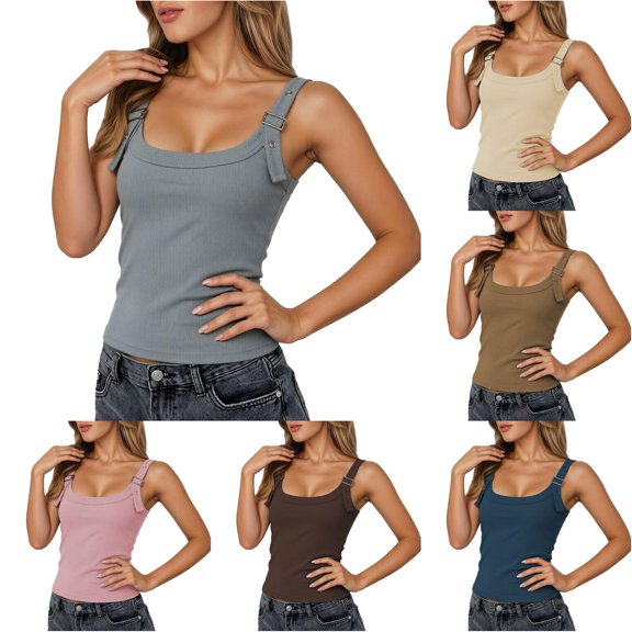 Gunia Ribbed Tank Tops Women Classic Solid Camisole Layering Piece Casual Daily Wear Soft Stretchy Comfort Fit Womens Camisole Tank Tops Grey