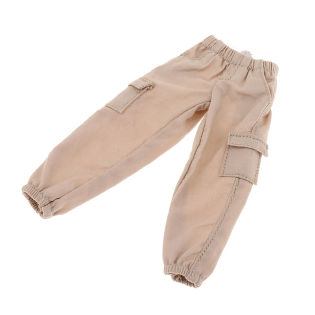 Pantalones para muñecas en miniatura, ropa para muñecas de acción, pantalones de soldado a escala 1/12 Caqui