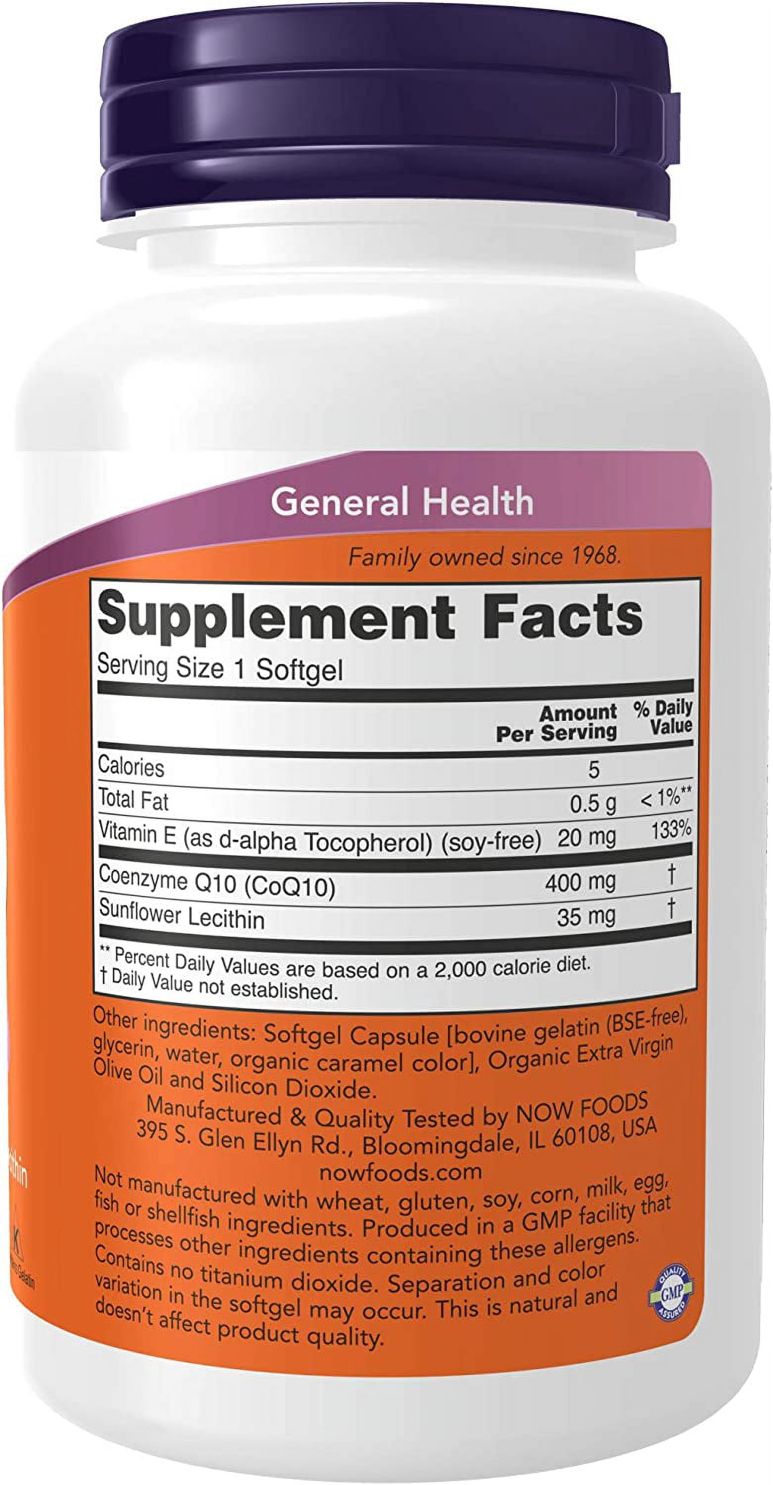 NOW Supplements, CoQ10 400 mg, Pharmaceutical Grade, All-Trans Form produced by Fermentation, 60 Softgels