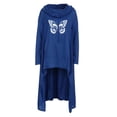 thumbnail image 3 of KHONTS Retro Long Hooded Sweatshirt for Women Graphic High Low Hem Gothic Hoodies Long Sleeve Oversized Pocket Tops Blue XL, 3 of 5