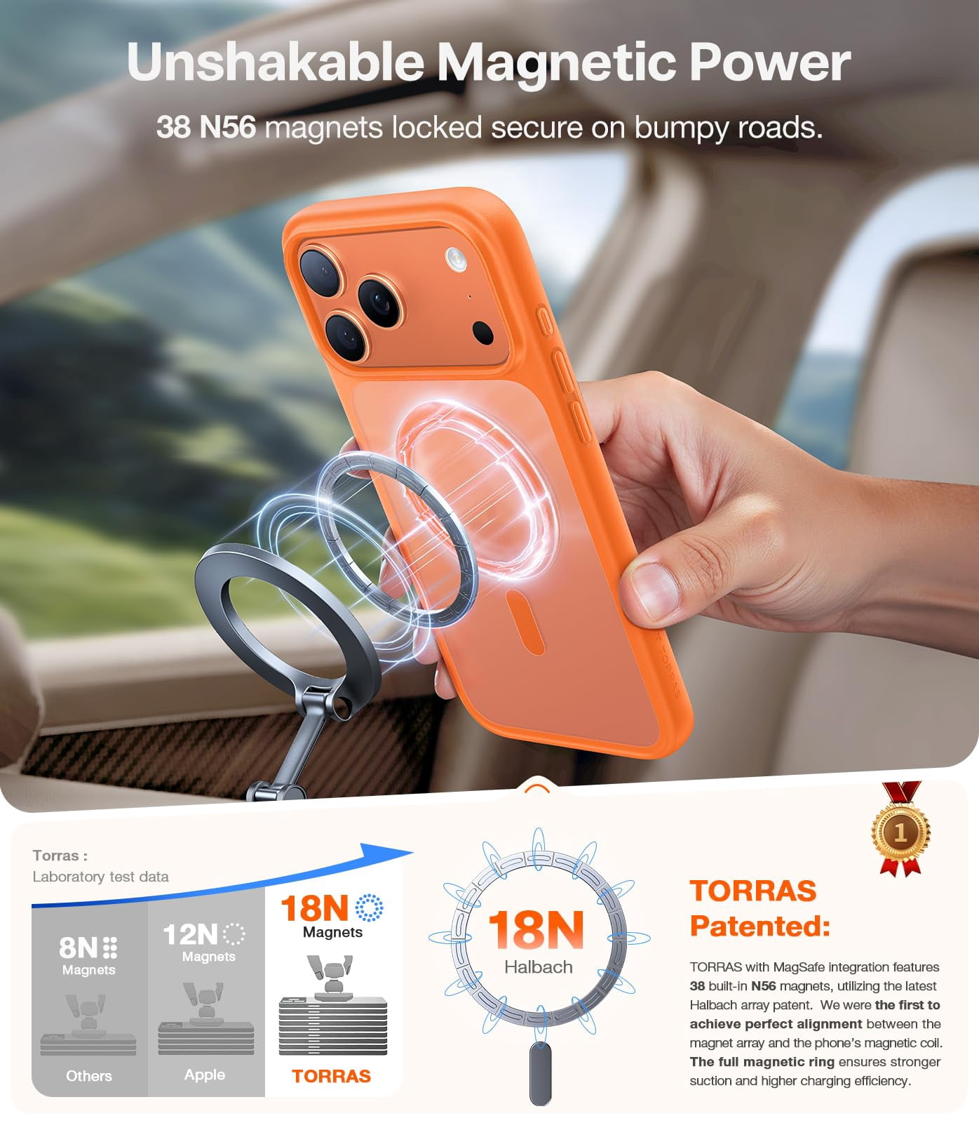 TORRAS Guardian Mag for iPhone 17 Pro Case, Stronger Magnetic & Shockproof,Fit for MagSafe, Military Grade Drop Protection, Camera Control, DIY Button,6.3″,Cosmic Orange
