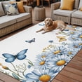 thumbnail image 4 of 3' x 5' Outdoor Rug, White Daisy Blossom Outdoor Washable Rug Large Floor Carpet, Spring Graden Floral Butterflies Non Shedding Area Rug for Outside Patio RV Porch Deck Balcony Camping Living Room, 4 of 9