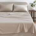 thumbnail image 3 of 100% Organic Cotton Jersey Sheet Set - Soft, Breathable, Stretchy 4-Piece Bedding Set (Queen, Sand), 3 of 5