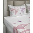 thumbnail image 4 of Ambesonne Love Fitted & Top Sheet Set with Shams, Bunnies Kissing in Air, Pink Purple, 4 of 5