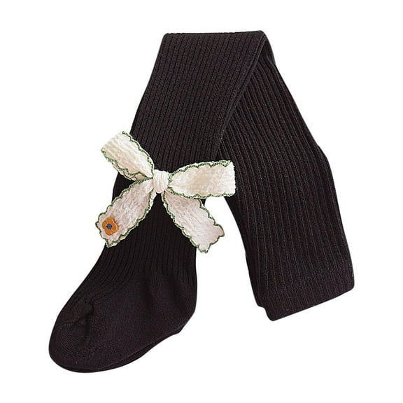Little Kids Winter Tights Thick Cotton Solid Leggings School Uniform Warm Stockings For Girls Black 8-9 Years