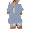 thumbnail image 5 of Dyfzdhu Long Sleeve T-shirt For Women Solid Color Stand Up Collar Cotton Long Sleeved Shirt Blouse Casual Top, 5 of 7