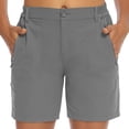 thumbnail image 5 of BXJX Womens Bermuda Shorts, Walking Elastic Waist Zipper Pocket Above the Knee Cargo Shorts Gray Size XL, 5 of 9