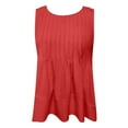 thumbnail image 5 of Womens Pleated Tank Tops Sleeveless Loose Fit Flowy Tops (Watermelon Red L), 5 of 5