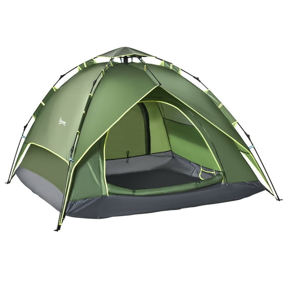 Outsunny Camping Tent, 3 Person Family Tent with Carry Bag, Dark Green