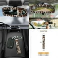 thumbnail image 7 of Yuyamidu Brown Cow Print Car Seat Cover 15 PCS Auto Front Back Seat Cover Steering Wheel Cover Seat Belt Pads Trash Bin Mount Phone Holder Rearview Mirror Cover Cup Holder Keychains Wristlet Strap, 7 of 7