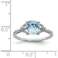 thumbnail image 4 of Sterling Silver Rhodium Plated Diamond And Aquamarine Ring (Size 9) Made In India qr4502aq-9, 4 of 5