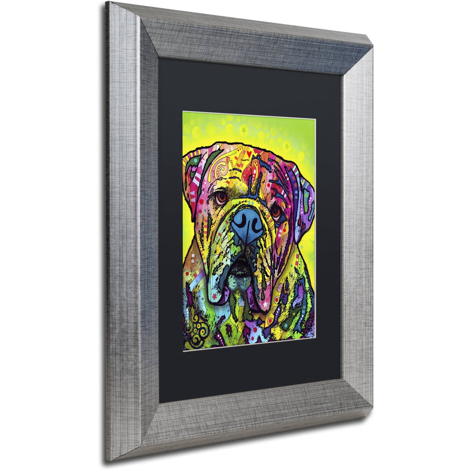 Trademark Fine Art "Hey Bulldog" Canvas Art by Dean Russo, Black Matte, Silver Frame
