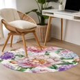 thumbnail image 4 of Round Rugs 4Ft, Pink Purple Hydrangea Round Area Rug Washable Indoor Throw Carpet, Spring Pastoral Flowers Soft Non Slip Circle Rug for Kitchen Nursery Room Home Decor Aesthetic, 4 of 8