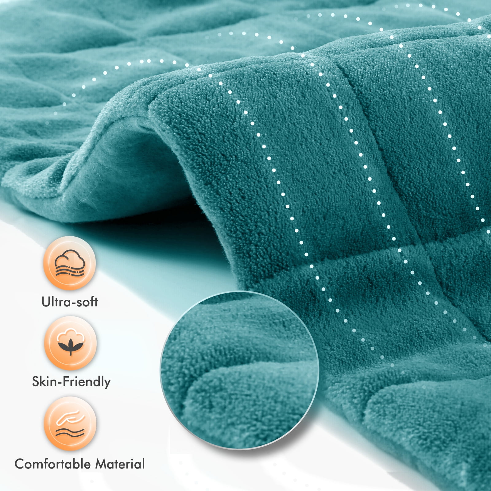 MaxKare Extra Large Weighted Heating Pad 33" X 18", 6 Heating Levels & 3 Time Settings for Back Neck Shoulder Stress & Cramps Relief, Light Blue
