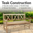 thumbnail image 2 of Sunnydaze 2-Person Teak Outdoor Patio Garden Bench with Cross-Back, 2 of 10