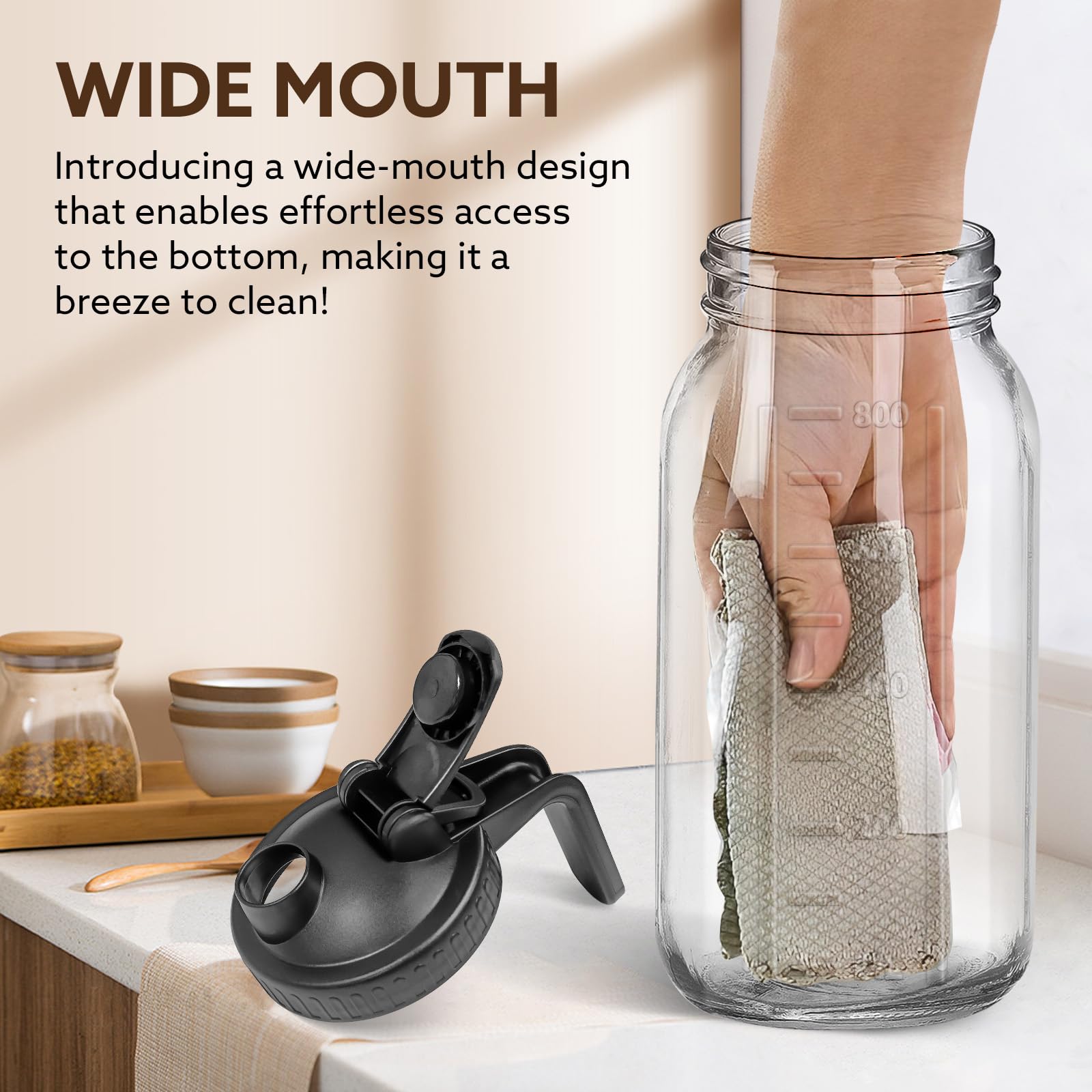 Breast Milk Pitcher  32 Oz Mason Jar With Lid Double Leak Proof 1 Quart Breastmilk Storage Containers For Fridge Glass Jug Sun Tea Juice Cold Brew Coffee