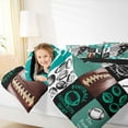 thumbnail image 4 of jejeloiu Football Rugby Sport Full Size Comforter Sets,Cyan White Black Plaid Bedding Sets For Boys Kids Reversible 3-Piece, 4 of 8