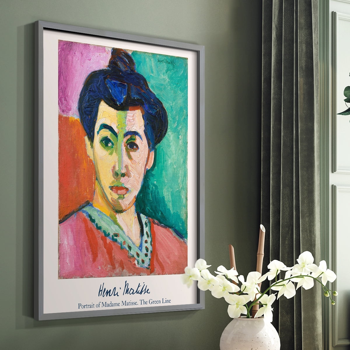 Matisse DIII Framed Print in Gray Solid Wood Framed Print No Nail Hanging