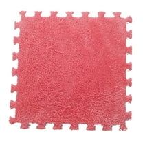 LAMIRO Dark Pink Plush&EVA Foam Indoor Carpet Tiles,0.98' x 0.98',Soft&Comfortable