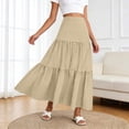 thumbnail image 3 of Maxi Flowy Skirts for Women Summer High Waisted A Line Tiered Pleated Cute Boho Long Skirt, 3 of 7