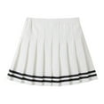 thumbnail image 2 of Huowey Girls Pleated Skirts Striped School Uniform Casual Dailywear Elastic Waist Solid Color High Waist Spring Mini Skirt For Teen Girls,White,4-5 Years, 2 of 4