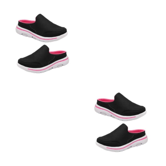 Minnieouse 1 par de toboganes portátiles para niñas, fiesta de verano, tacón plano, transpirable, diseño Simple, zapatilla, sandalia para negro rojo talla 45 2Conjunto