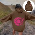 thumbnail image 4 of Cnbwig Womens Pullover Hoodies Graphic Letter Printed Hooded Drop Shoulder Loose Sweatshirt for Fall and Winter Season Womens Trendy Sweatshirt Brown M, 4 of 5