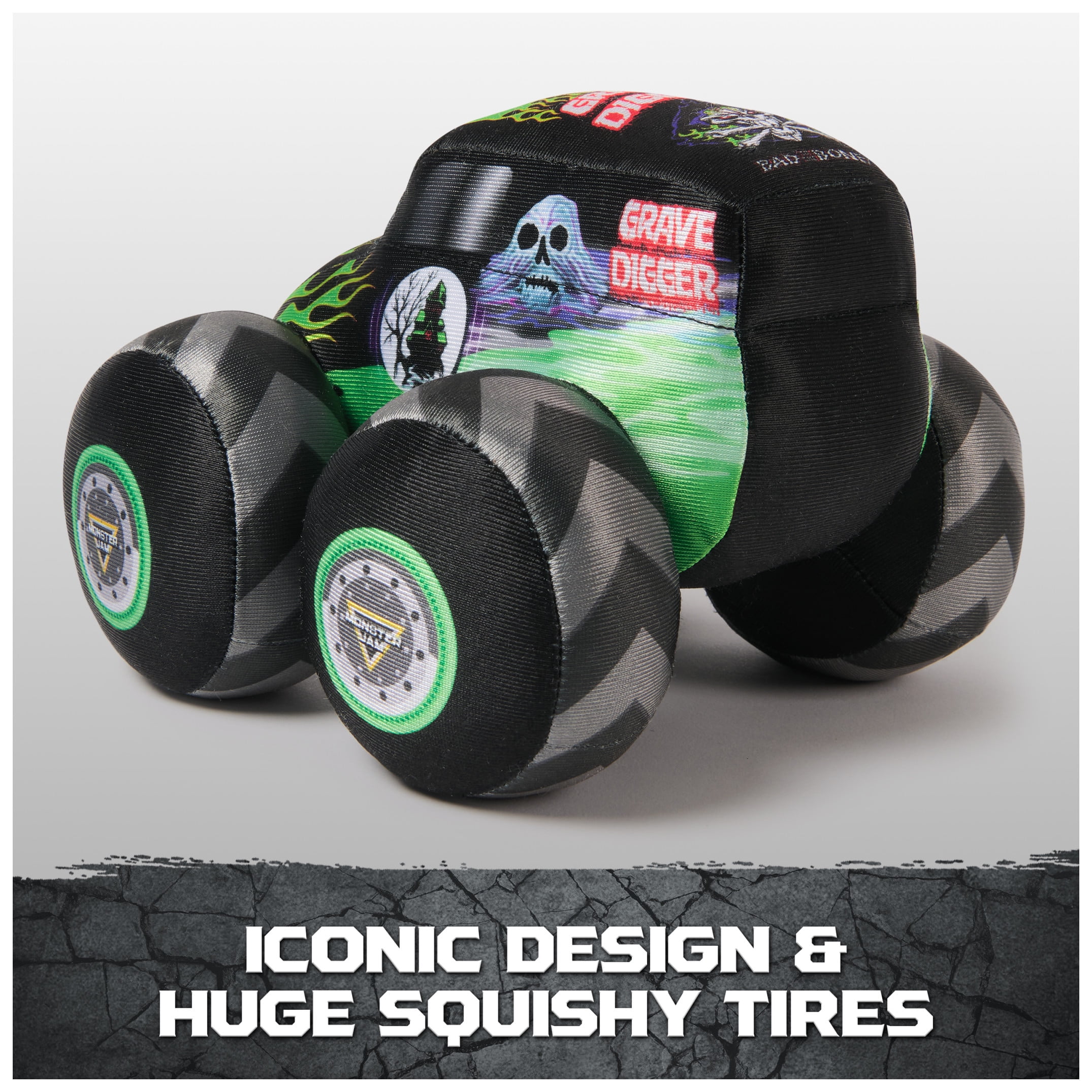 Monster Jam Grave Digger Plush Truck with Sound Effects, Plush Toy for Ages 3 and Up, 7”